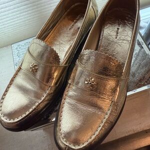 Tory Burch Gold Loafers